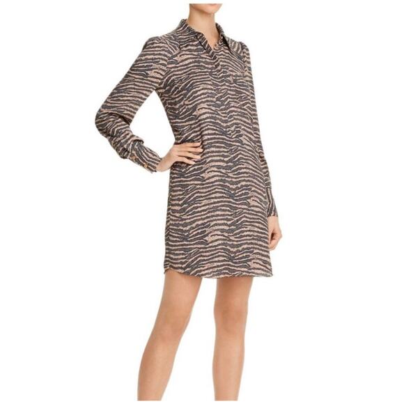 NWT Joie Zebra Talma Long Sleeve Mini Shift Shirt Dress - Picture 1 of 6